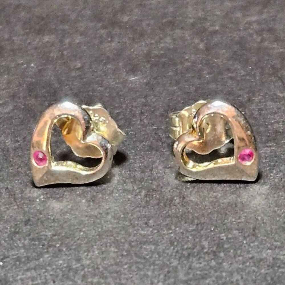 Sterling Silver Open Heart Earrings With Pink Morganite